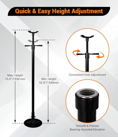 2PACK Underhoist Support Stand, 3/4 Ton Jack Stand, Under Hoist Stand for Vehicle Lifting & Support, 1655Lbs Capacity, Lifting from 38.4 to 75.4Inch, - color: Black | Round Base