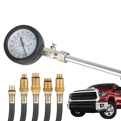 Engine Compression Meter Pressure Gauge 0-300 PSI with M10 M12 M14 M18 Adapter Automotive Cylinder Tester Kit
