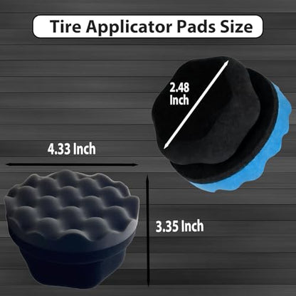 4 Pcs Large Tire Shine Applicator, Reusable Tire Dressing Applicator Wave Contoured, Tire Sponge Pads for Car Detailing Cleaning, 4.33 inch (2 Blue &2 Black) - size: 4.33inch-2 Black & 2Blue