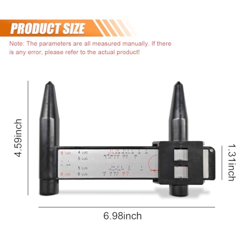 Wheel PCD Gauge, 4 5 6 8 Holes Wheel Rim Bolt Pattern Quick Measuring Tool, Lug Bolt Pattern Gauge Sliding Caliper, PCD Ruler Lugs Tool