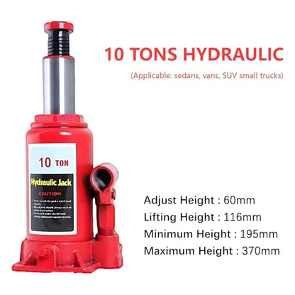 Hydraulic Welded Bottle Jack, Welded Hydraulic Car Bottle Jack Red Heavy Duty Bottle Jacks for Auto Repair House Lift (10T)