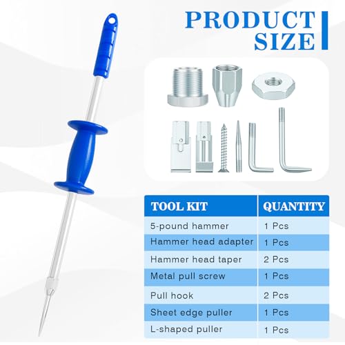 Zonon 9 Piece 5 lb Sliding Hammer Dent Puller, Body Repair Tool Set, Used to Repair Hail Dents and Creases, Suitable for Metal Surfaces of Cars and Refrigerators