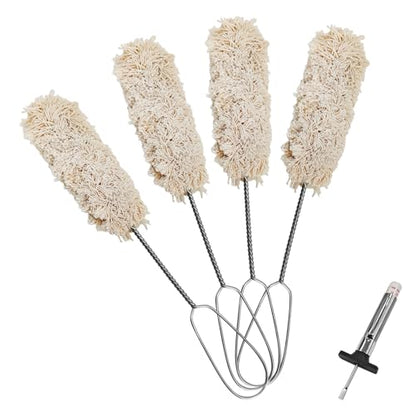 4PCS 12.5" Extra Long Handle Tire Lubricant Brush Applicator Swab Set with Tread Depth Gauge, Car Tire Lubricant Brush Universal Tire Lube Swabs Fit Most Lube Buckets for Auto Tire Changing