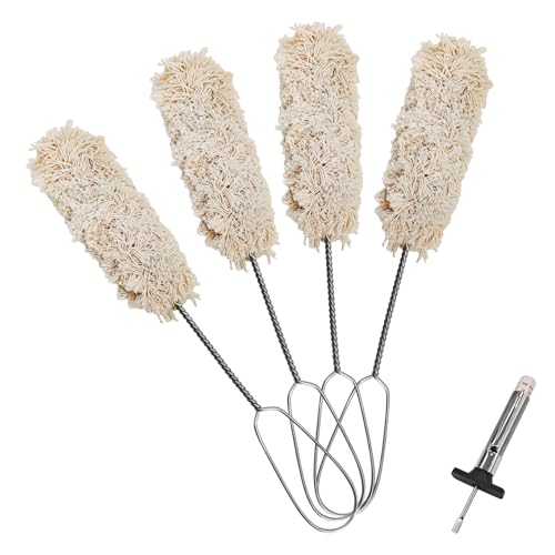 4PCS 12.5" Extra Long Handle Tire Lubricant Brush Applicator Swab Set with Tread Depth Gauge, Car Tire Lubricant Brush Universal Tire Lube Swabs Fit Most Lube Buckets for Auto Tire Changing