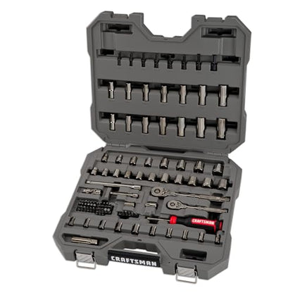CRAFTSMAN OVERDRIVE 99-Piece Gunmetal Chrome Mechanics Tool Set, Standard SAE/Metric Socket Set, with Hard Case (CMMT99099)