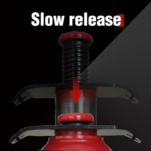 BIG RED TQ20006D-1 Torin Welded Low Profile Pneumatic Hydraulic Car Bottle Jack: Aluminum Alloy Pump and Unique Slow Release Equipment for Auto Repair and House Lift, 20 Ton (40,000 LBs) Capacity, Red - style: 20 Ton(40,000 LBs)-New Lowprofile