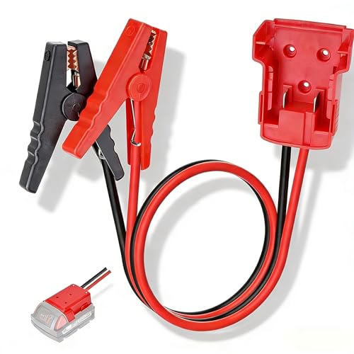 Jumper Cables Compatible with Milwaukee 18V Battery Jumper Starter, 8AWG 2FT Booster Cable with Adapter Alligator Clip, 392°F/200℃ Heat Resistant Silicone Wire for Jump Starting Cars and RVs - color: Red