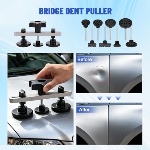 Dent Puller Kit for Cars, Professional Paintless Dent Repair Kit with Golden Lifter, Slide Hammer, Adjustable Temperature Guη, Hot Glue Dent Puller Kit for Minor Dents, Door Dings and Hail Damage