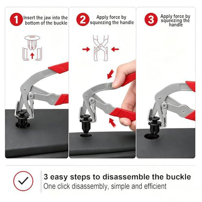 Car Clip Pliers,Auto Fastener Clip Removal Pliers,Spring Loaded Panel Removal Tool for Door Trim, Push Pins,Rivets, Red,1 Pack