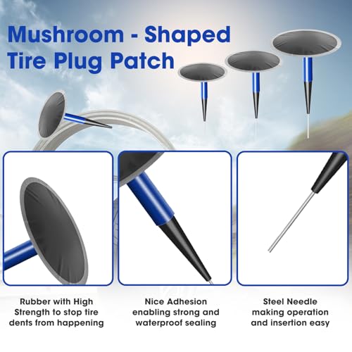 36Pcs Tire Repair Patch Tool Kit | Tire Patch Plugs with Repair Buffing Wheel Patch Roller Tool Inner Liner Scraper for Puncture Car Truck Bus Tractor Vehicle