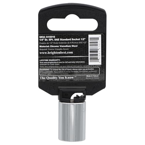 S15016 1/4" Drive SAE Socket, 1/2" Standard 6 Point - size: 1/2 INCH, style: STANDARD