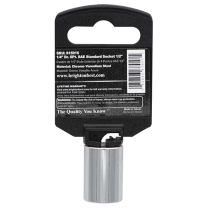 S15016 1/4" Drive SAE Socket, 1/2" Standard 6 Point - size: 1/2 INCH, style: STANDARD