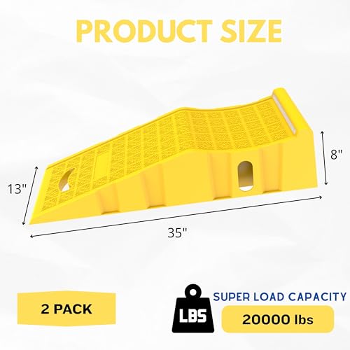 2 Pack Car Ramps 20000 Lbs Portable Truck Service Ramps for Tire Changes，Yellow