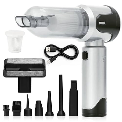 Car Vacuum Portable Cordless Handheld Cleaner, Mini Vacuum with 8 Attachments, Blower, Spray Lubricant & Microfiber Towels for Truck & Interior Cleaning