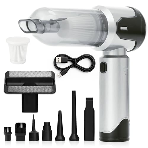 Car Vacuum Portable Cordless Handheld Cleaner, Mini Vacuum with 8 Attachments, Blower, Spray Lubricant & Microfiber Towels for Truck & Interior Cleaning