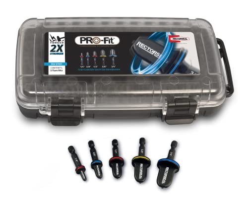 RectorSeal Pro-Fit 87001 Precision Quick Flaring Kit, with 5 Color Coded Bits for Quick & Easy Sizing Identification 1/4" Through 3/4", Creates Leak Free Flares in Seconds, HVAC