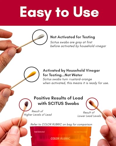Scitus Know, Understand Lead Test Kit (300 Rapid Testing Swabs) 30-Second Results, Vinegar Activated, Home Use for Painted Surfaces, Walls, Trim, Doors, Furniture - size: 300