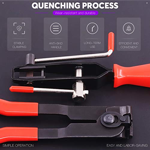 Swpeet CV Joint Boot Clamp Pliers Kit - 10Pcs Ear Boot Tie Pliers, Car Band Tool Kit, Automotive Hose Axle Plier for Most Cars - size: 10Pcs CV Boot Clamp + Pliers Kit