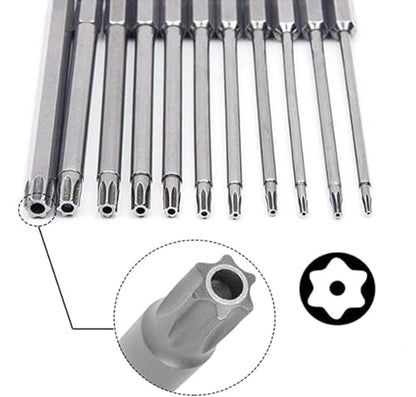 aiyun 12-Piece Security Bits, 2 Inch long S2 Steel Magnetic Security Screwdriver Set, 6 Point Star Driver Bit Set Screwdriver for Shark Vacuum T5-T40 (50mm) - size: 50mm Length (T5-T40)