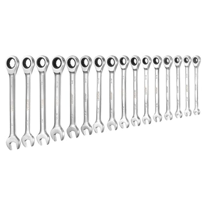 VEVOR Combination Wrench Set, 16-Piece SAE Sizes, 72 Teeth, Cr-V Steel Ratcheting Wrench Set, with Roll Up Pouch, Open End, Clear Size Labels, for General Household and Automotive Repairs, Silver - size: 16PCS (SAE), style: Regular