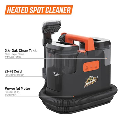 Armor All Heated Spot Cleaner for Carpet & Upholstery, Portable Deep Cleaner with Auto Detail Tools for Cars, Pets, Area Rugs & Couches- SCB1001H 0901 - size: 54 Oz Heated