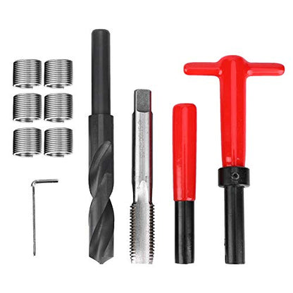 Metric Inserts Kits Thread Repair Tool Kit, M16x2 Thread Repair Kit Stainless Steel Twisted Drill Tap Wrench Threaded, Threaded Insert Tap Insertion Tool for Damaged Thread Repair