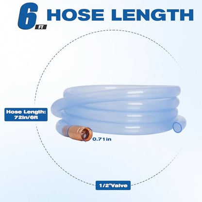 Wadoy Gas Siphon Hose Pump, Shaker Siphon for Gasoline, safety siphon | 1/2" Valve, Self-Priming Transfer for Fuel, Water and Other Liquids, No Assembly, Easy Storage, Cars, Boats and Motorcycles - size: 6FT