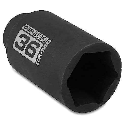 OEMTOOLS 1/2 Inch Drive 36mm Axle Nut Socket for Automotive Maintenance | CR-MO 36mm Impact Socket, Black Oxide Finish to Resist Rust, 6 Pt. 36mm Socket, Use for Tune-Ups - size: 36 mm