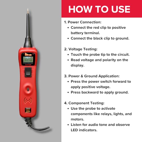 Power Probe 3 Circuit Tester, Supplies Power & Ground (PP3CSRED) - color: Red