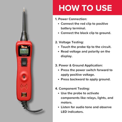 Power Probe 3 Circuit Tester, Supplies Power & Ground (PP3CSRED) - color: Red