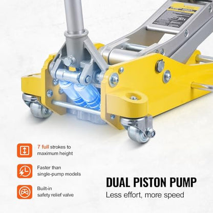 Hydraulic Jack, 3T/2T Hydraulic Racing Floor Jack Car with Dual Piston Quick Lift Pump for Auto Repaire,3t Aluminum-1,3t Aluminum-1