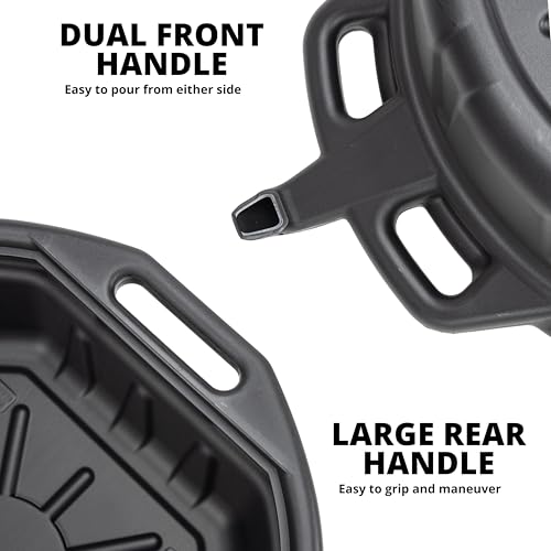 NEIKO 20760A 4 Gallon (16L) Anti-Splash Drain Container with Pour Spout, Black Plastic Drip Catcher for Fluid Changes - style: 4 gal/16 L Oil Drain Pan