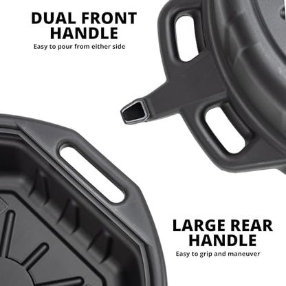 NEIKO 20760A 4 Gallon (16L) Anti-Splash Drain Container with Pour Spout, Black Plastic Drip Catcher for Fluid Changes - style: 4 gal/16 L Oil Drain Pan