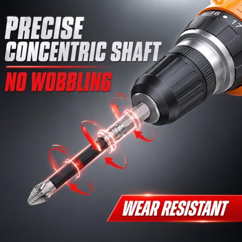 High Magnetic Drill Bit Set: K5 Impact Resistant Anti-Slip Bits, Non-Slip Alloy Steel for Impact Drivers, DIY/Pro Use 6pcs (25-150mm) (6, chrome plated) - color: Chrome Plated