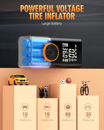 Tire Inflator Portable Air Compressor, 150 PSI Air Compressor with Digital Pressure Gauge, 3X Faster Portable Air Pump for Car, Motorcycle, Bicycle, Ball and More(Black)