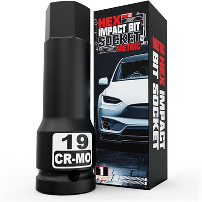 1/2" Drive 19 mm Hex Impact Bit Socket, H19 Allen Bit Socket, Metric, Cr-Mo Steel, Automotive Repair Industrial Maintenance and DIY Enthusiasts Alike - size: 1/2" H19 Deep