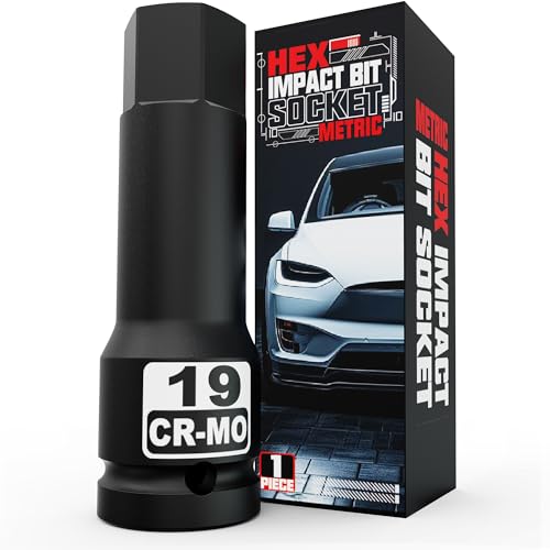 1/2" Drive 19 mm Hex Impact Bit Socket, H19 Allen Bit Socket, Metric, Cr-Mo Steel, Automotive Repair Industrial Maintenance and DIY Enthusiasts Alike - size: 1/2" H19 Deep