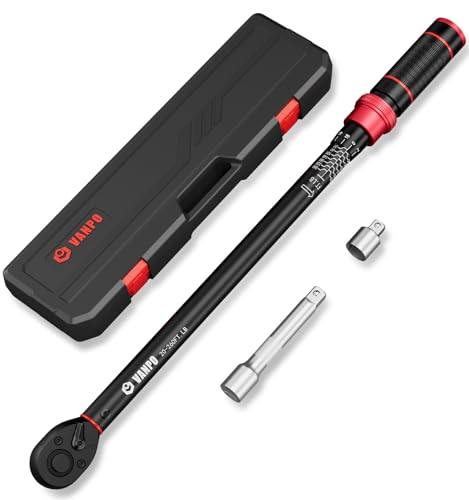 VANPO 1/2-Inch Drive Click Torque Wrench, 20-260 Ft-Lb, for Car & Truck | 27.1-352.3 Nm, 22.04", Dual Direction, 72 Tooth, Adjustment Torque Wrenches with 1/2" to 3/8" Adapter & 125mm Extension Bar - size: 1/2-Inch(20-260 Ft-Lb/27.1-352.3 Nm)