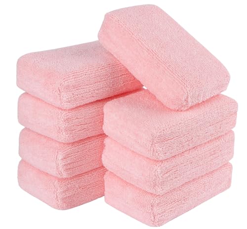 AIDEA Microfiber Applicator Pads-8 Pack, Car Wash Sponge, Pink | Premium Microfiber Sponge and Cleaning Pads, Perfect for Effortless Wax, Sealant, Car Detailing Supplies - color: Pink, size: 8 PK