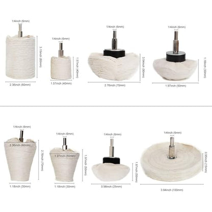 Buffing Wheel for Drill,8 pcs Buffing Pad Polishing Wheel Kits,Wheel Shaped Polishing Tool for Metal Aluminum,Stainless Steel,Chrome,Jewelry,Wood,Car,Ceramic,Glass,etc