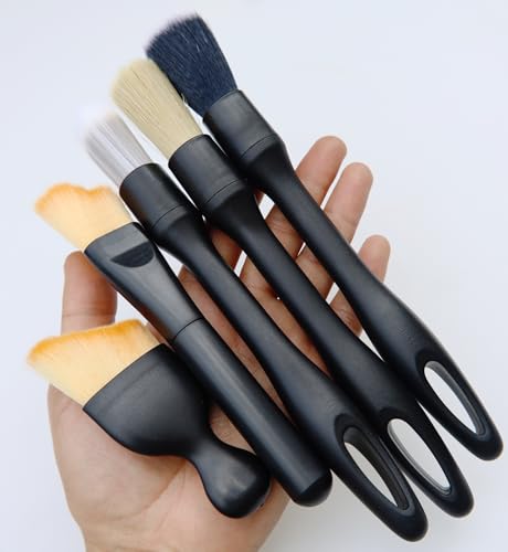 5PCS Car Detailing Brush Set for Cleaning Interior or Exterior, Includes Coarse, Medium, and Fine Detailing Brushes, Dusting Cleaning Tool for Dashboard, Air Vents, Wheels, Emblem, Car Seat