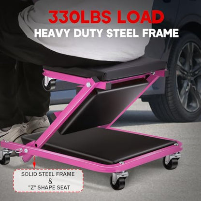 Foldable Z Creeper 2 in 1 Rolling Seat for Garage Shop Auto Repair Purple | 40 inch Low Profile Creeper with Wheels - style: 40inch-Purple