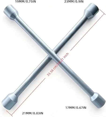 14 inch Heavy Duty Universal Lug Wrench, 4 Way Lug Wrench, Silver - color: Silver
