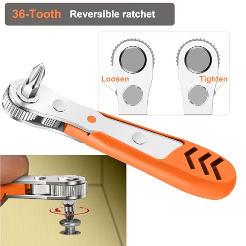 TOOLMAK Right Angle Screwdriver 24 in 1 Ratchet Screwdriver Set | Cr-V Steel, Mini Ratchet Wrench for Tight Spaces, Ideal for Bike Repair & DIY Projects - style: 24pcs Ratchet Screwdriver