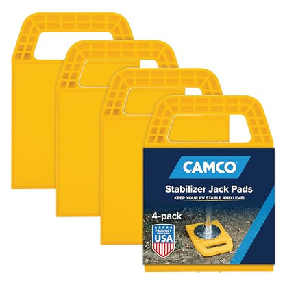 Camco RV Stabilizing Jack Pads - Features Interlocking Design & Includes Handy Strap for RV Storage and Organization - Molded of Strong UV Stabilized Polypropylene - 4-Pack (44595) - size: 6.2-Inch x 6.2-Inch, style: Pack of 4