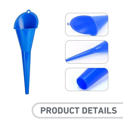 2 PCS Oil Funnel, Automotive Multi-Function Long Neck Fuel Funnel, Plastic Anti-Spill Engine Funnel for Filling Engine Oils, Water, Diesel Fuel, Kerosene and Other Liquids (Blue) - color: Blue