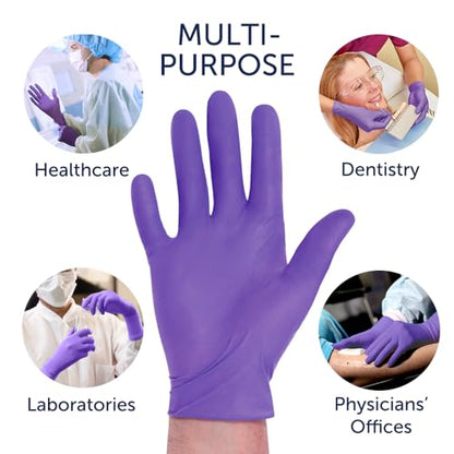 HALYARD PURPLE NITRILE Gloves Powder Free Disposable Medical Exam Gloves Dental Chemo Protection 5.9 mil 9.5 In - size: Small (Pack of 2)