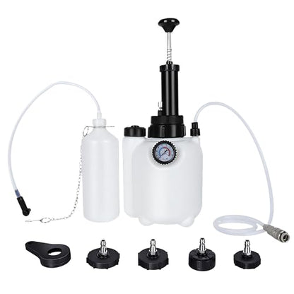 3L Brake Bleeder Kit,Brake Bleeder Vacuum Pump Kit,Brake Fluid Bleeder Kit with 1L Brake Bleeder Bottle and 4 Master Cylinder Adapters,Brake Bleeding Kit Suitable for Most Vehicles (White)