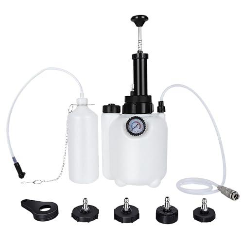 3L Brake Bleeder Kit,Brake Bleeder Vacuum Pump Kit,Brake Fluid Bleeder Kit with 1L Brake Bleeder Bottle and 4 Master Cylinder Adapters,Brake Bleeding Kit Suitable for Most Vehicles (White)
