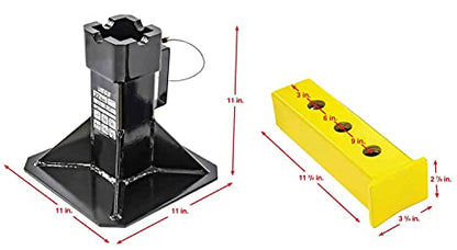 JEGS Jack Stands | 22-Ton Per Pair/Per Axle Capacity | Adjustable Height from 11 1/2in. to 19 5/16in. Inches | Base: 19 in. x 19 in. | Pad: 2 1/4 in. x 3 13/32 in | 37 1/2 lbs. Each | 2 Per Package